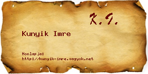 Kunyik Imre névjegykártya